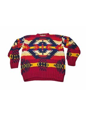 Vintage Tommy Hilfiger Classic Surplus Style Aztec Sweater Men's Large Colorful